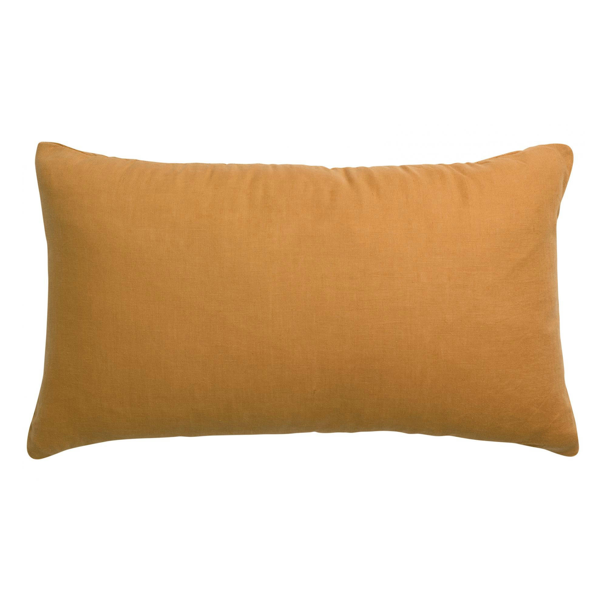 ZEFF - Coussin uni  en lin ocre 40 x 65