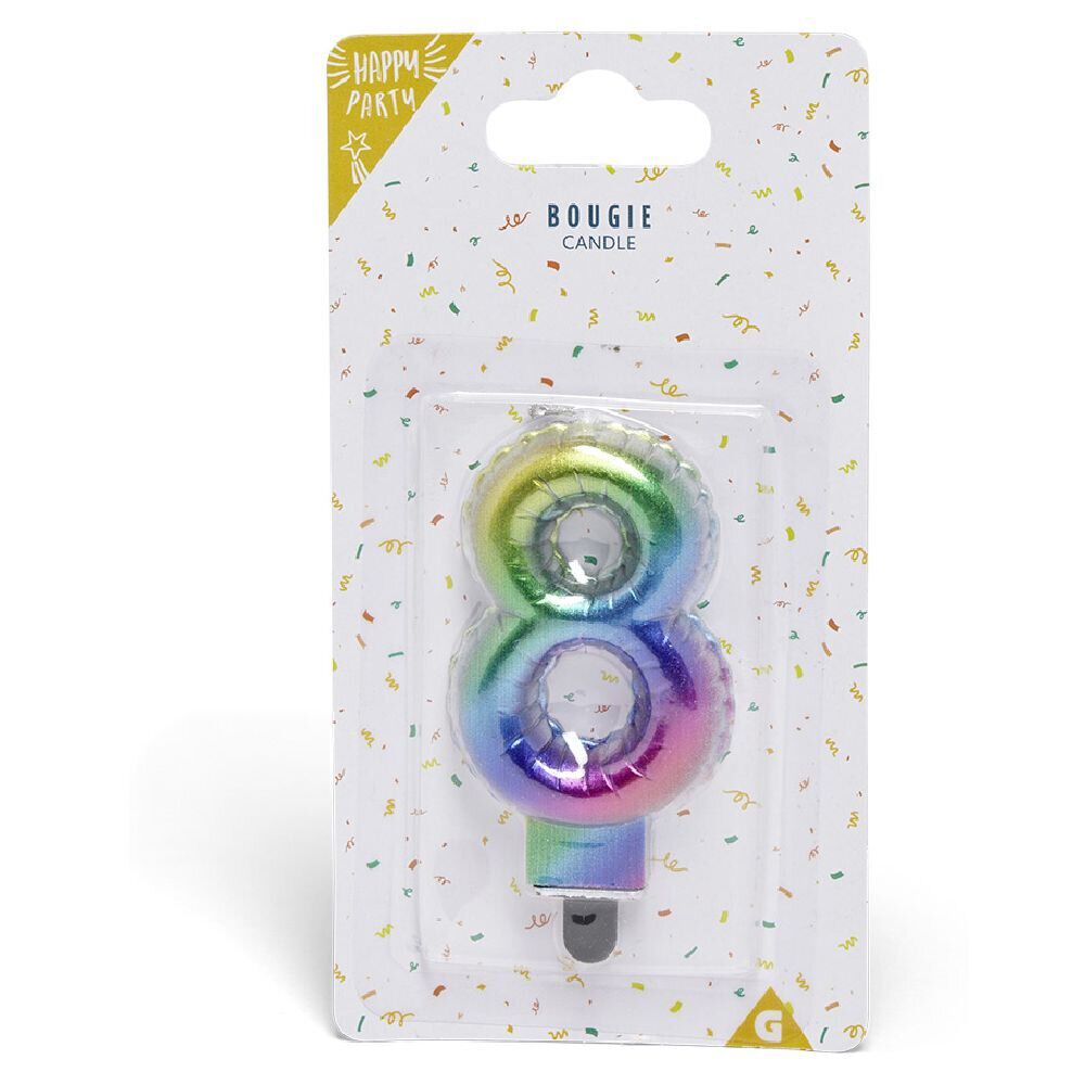 Bougie anniversaire chiffre 8 iridescent