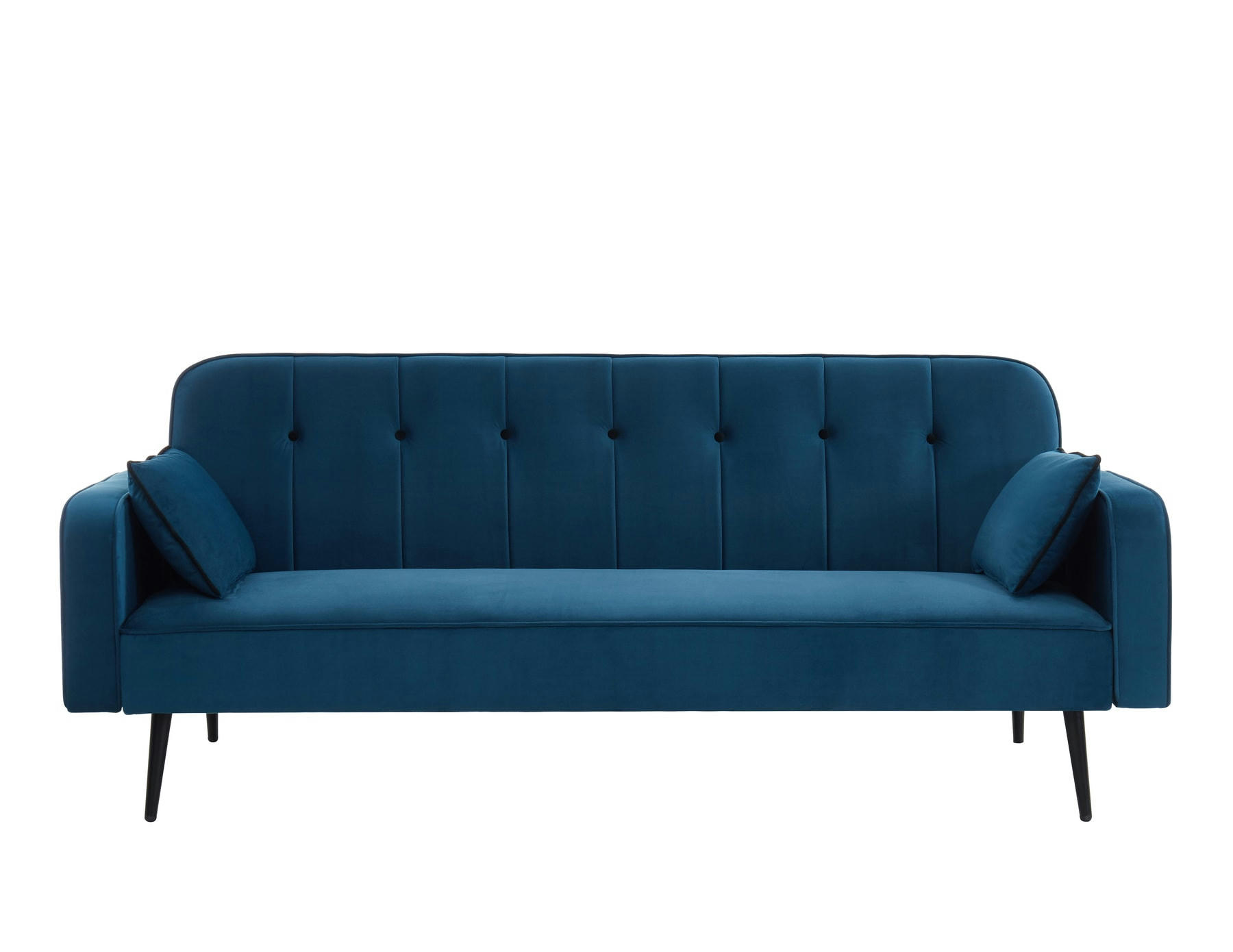 SWEETY - Canapé droit convertible en velours 3 places bleu