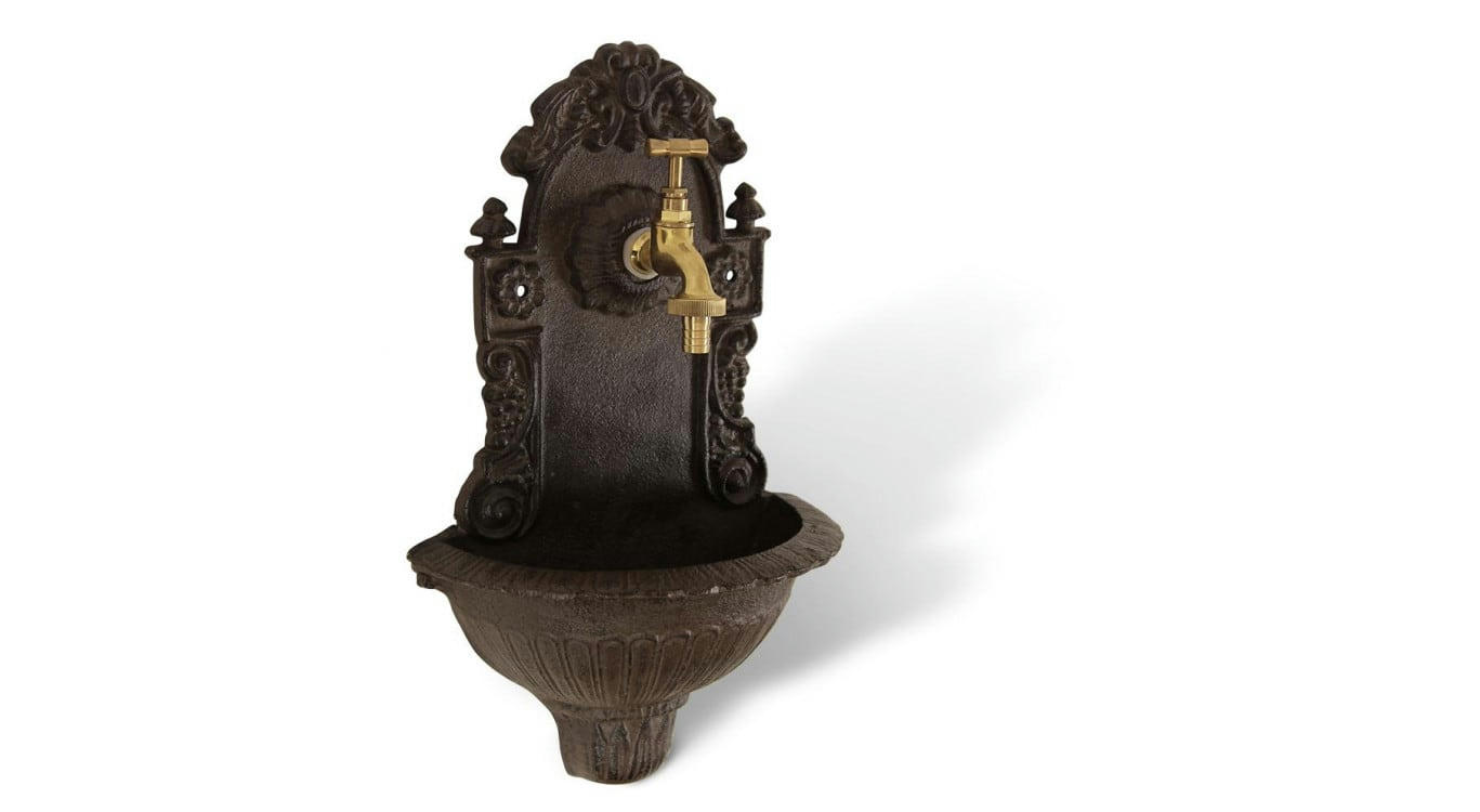 - Fontaine de Jardin Fonte Marron 24.5x12.5x40cm