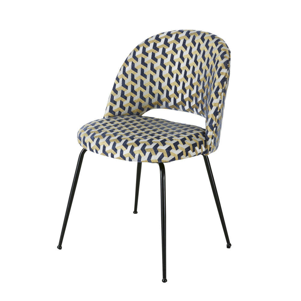 Isys - Chaise motifs graphiques et métal noir