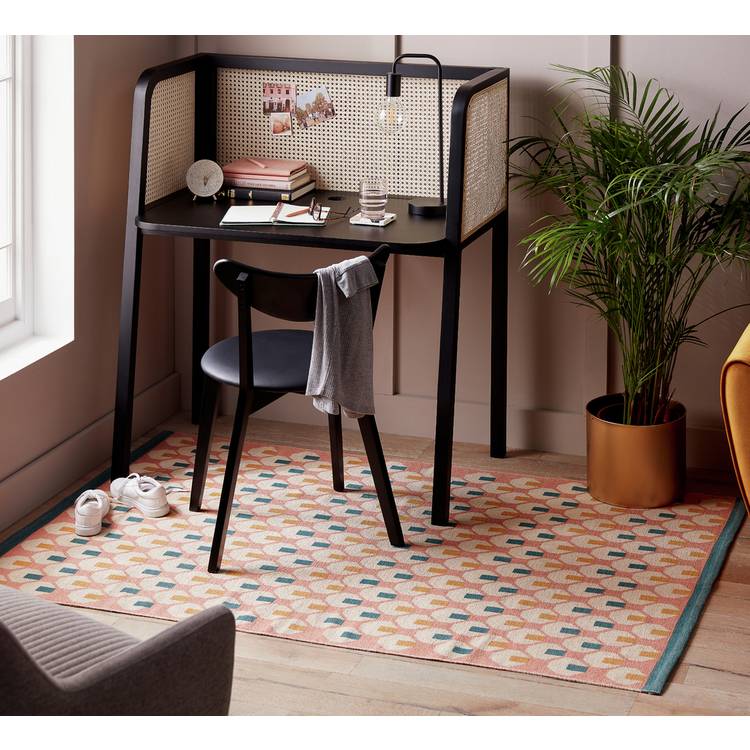 Habitat Octo Geometric Pink Cotton Flatweave Rug - 120x180cm