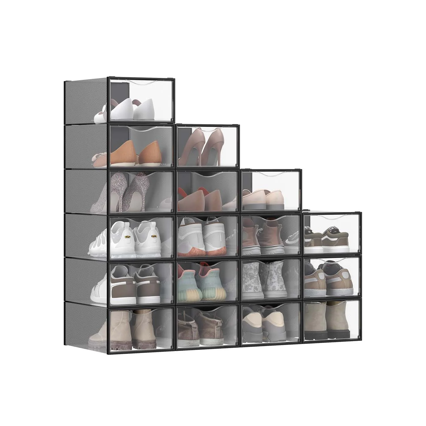 Boîte à chaussures en plastique transparent avec porte