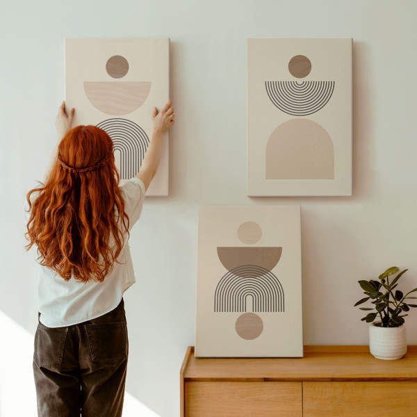 Obraz canvas 3 częściowy Brązowe formy | 3x40x60 | Wallfluent