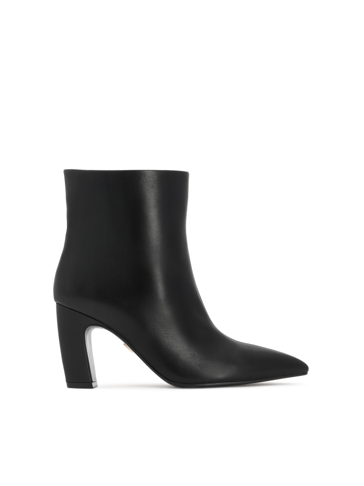 Black heeled boots with slip-on upper