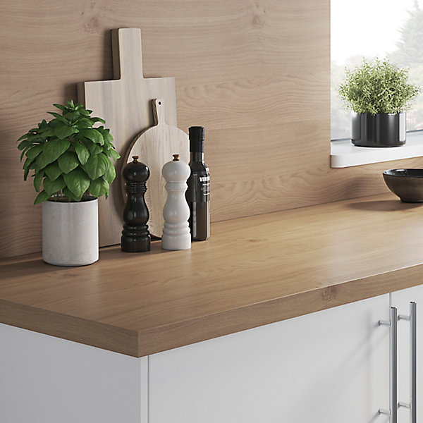 Crédence de cuisine aspect chêne GoodHome Kala l. 300 cm x H. 60 cm x Ep. 8 mm