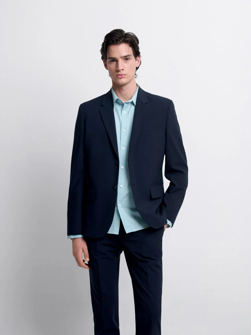 Costume 2 pièces extraslim en laine bleu