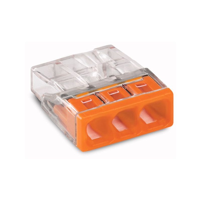 Borne rapide 3 connexions 2,5 mm² 10 pièces WAGO