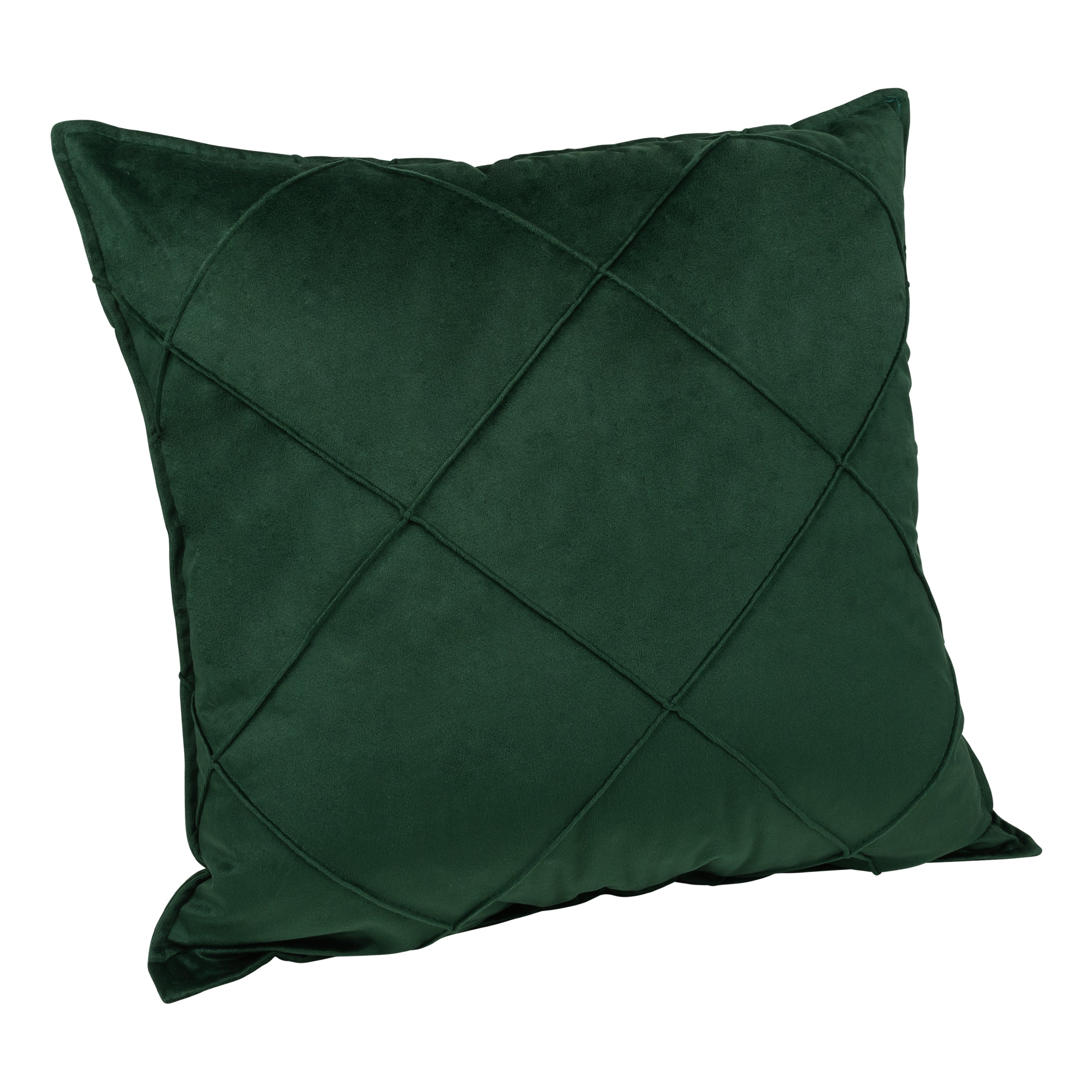 QUVIO Kussenhoes ruit patroon - 50 x 50 cm - Fluweel - Donker Groen