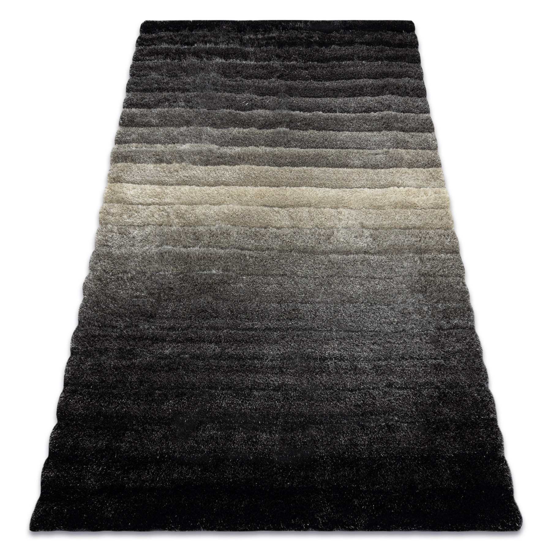 Dywan shaggy FLIM 007-B6 nowoczesny, Pasy - Strukturalny, szary 80x150 cm