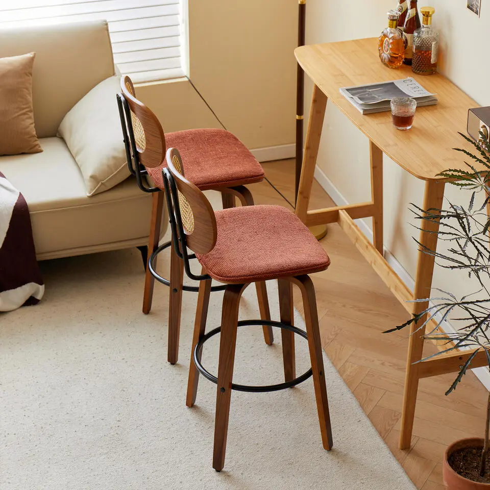 Set van 2 Barkrukken Hout Rotan