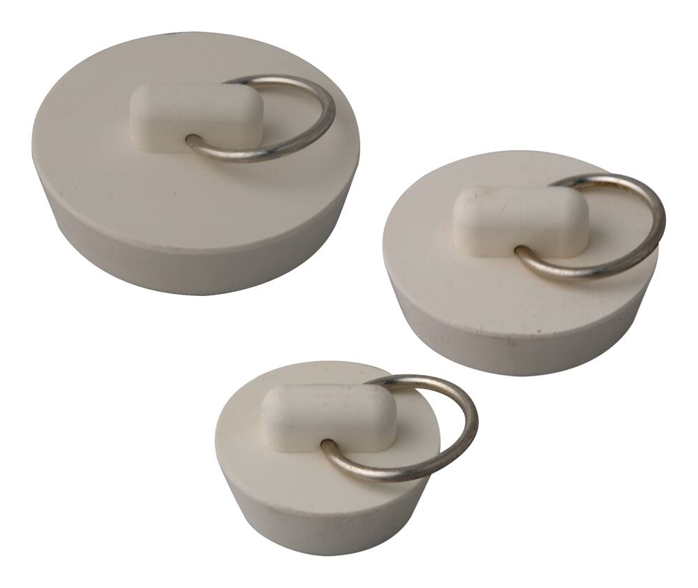 PlumbShop Rubber Sink/Basin Stopper, Assorted Sizes, 3-pk