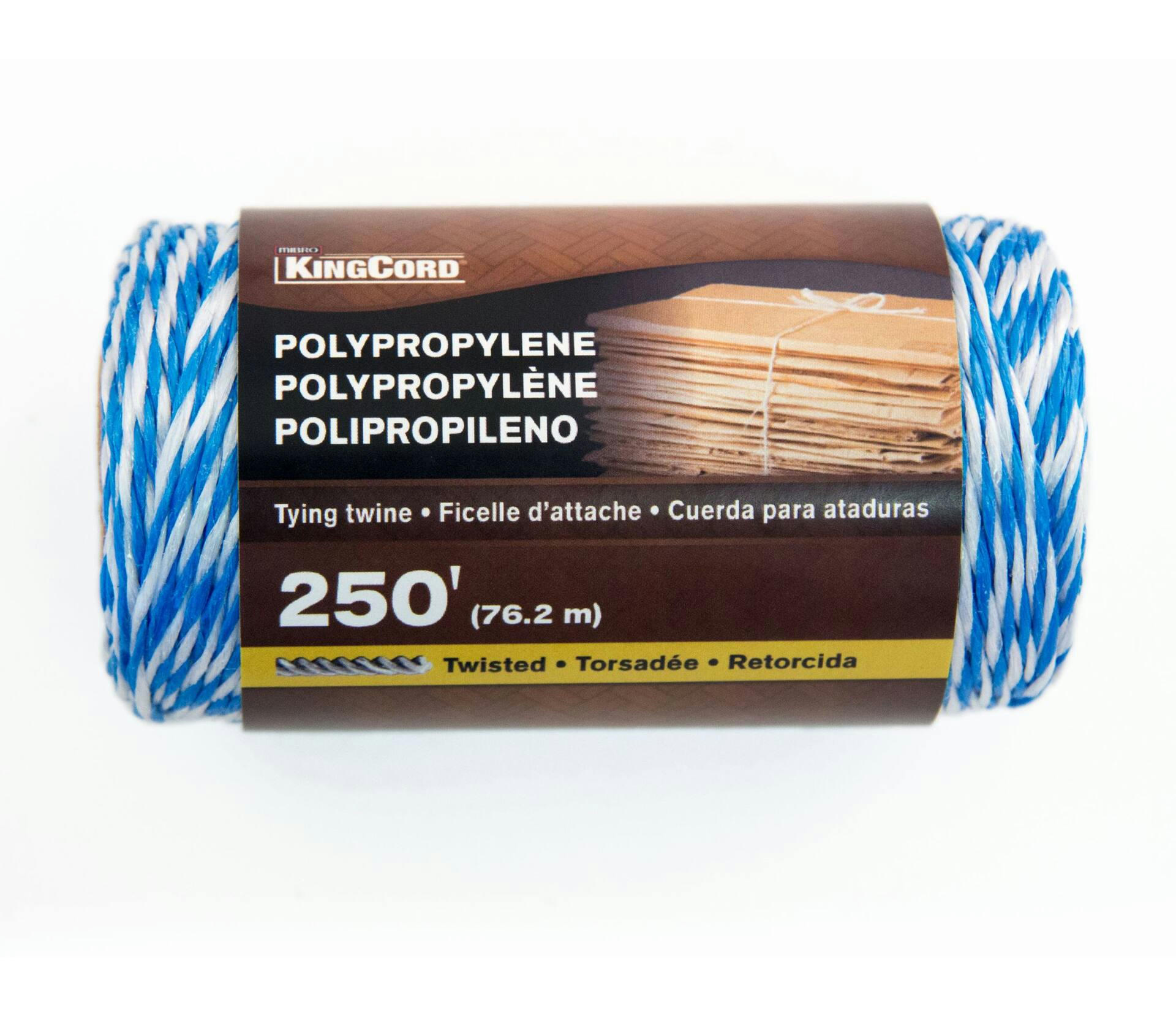 KingCord Parcel Twine, All Purpose String, Medium Thickness, Blue/White, 250-ft