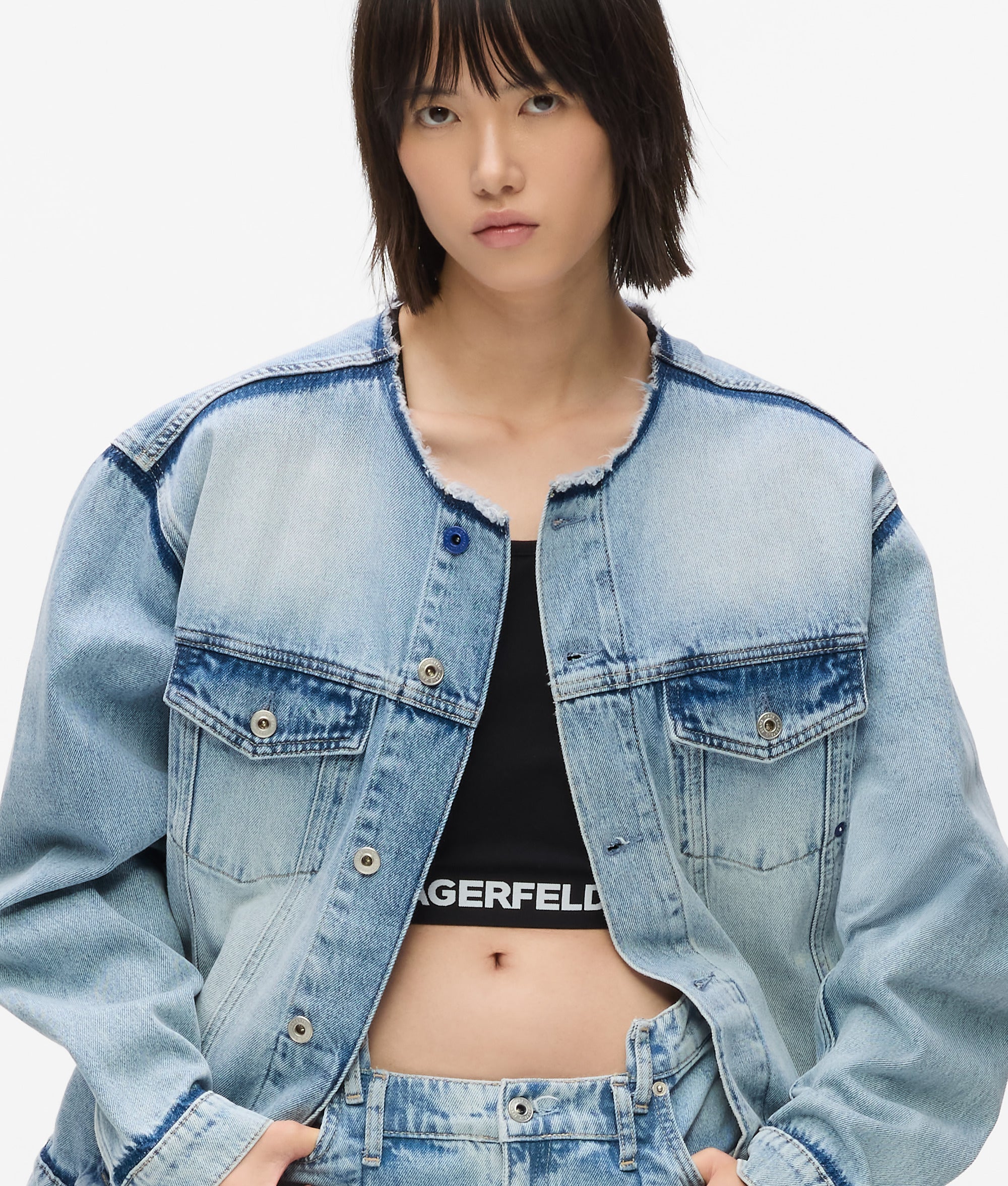 Veste en jean sans col