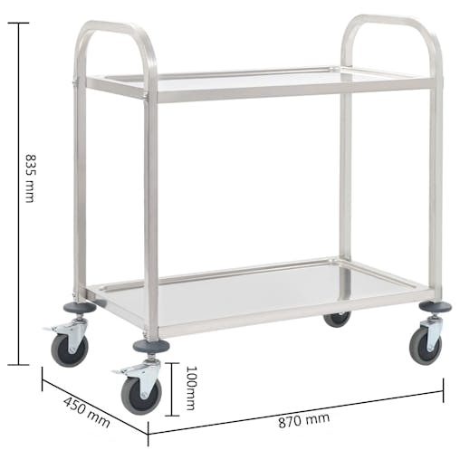 NNEVL 2-Tier Kitchen Trolley 95x45x83.5 cm Stainless Steel