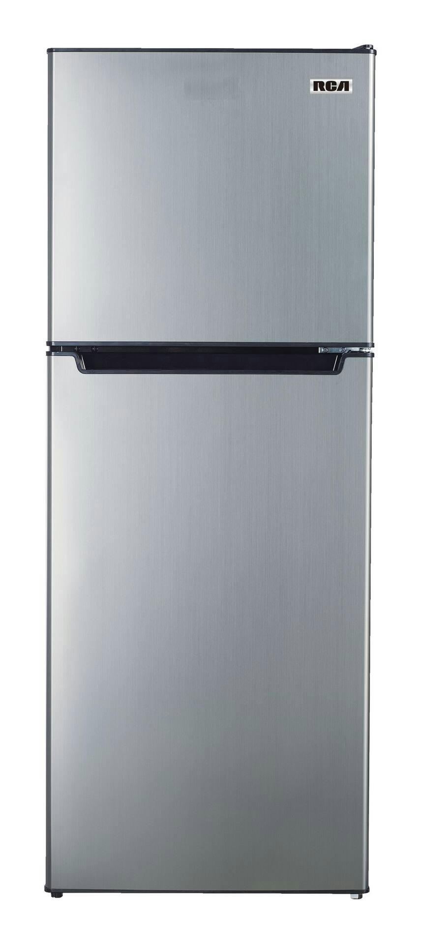 RCA  Refrigerator with Manual Defrost, Adjustable Thermostat & Reversible Door, Platinum Finish