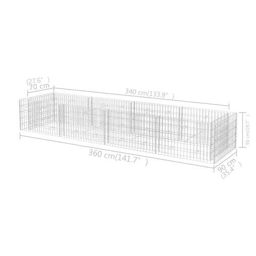 NNEVL Gabion Raised Bed Steel 360x90x50 cm