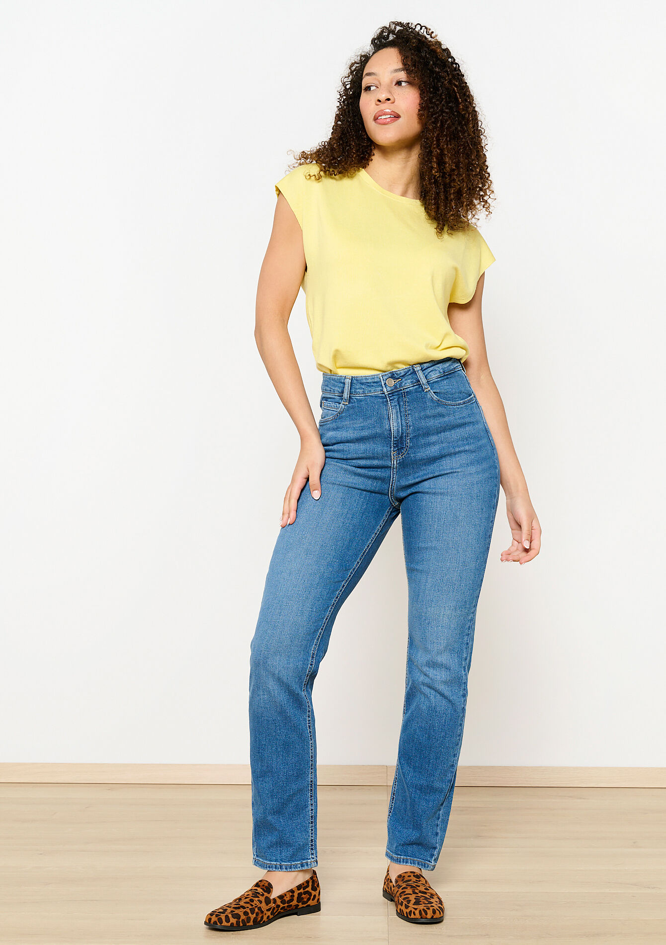 Rechte jeans met hoge taille