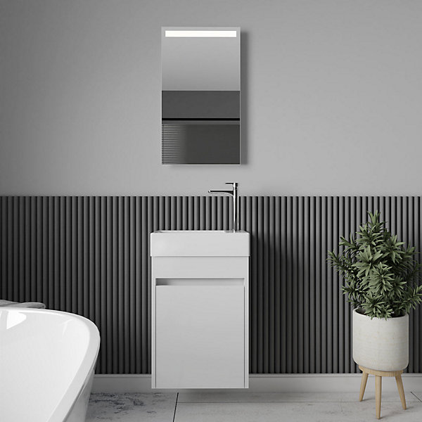 Meuble lave-main salle de bain design MESSINA largeur 45 cm blanc laque