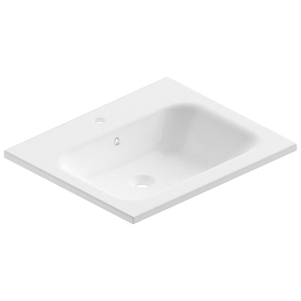 Meuble vasque suspendu noir mat l.60 cm   plan vasque blanc brillant résine, Pura