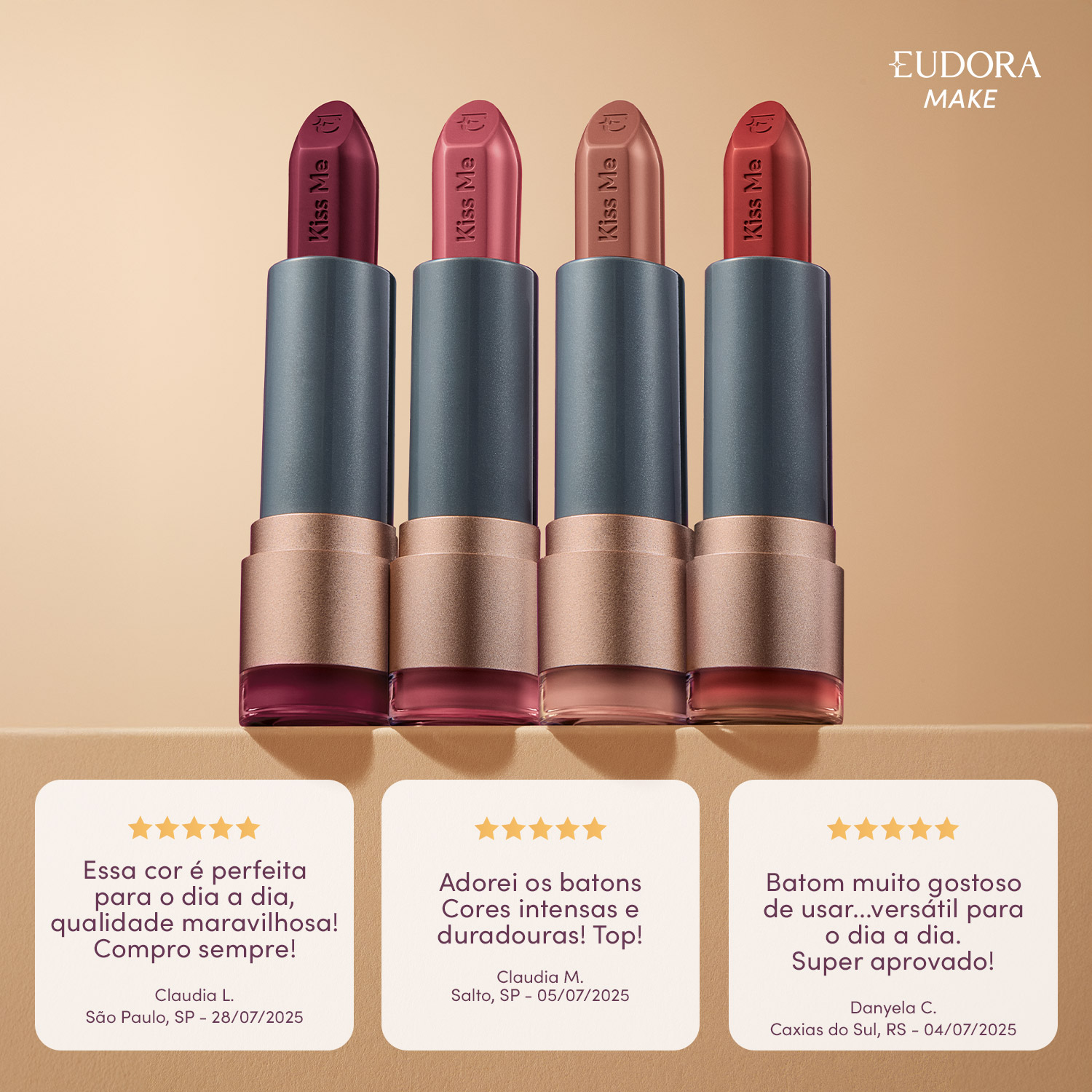 Batom Mate Rosa Nude Estilo SOUL Kiss Me 3,7g