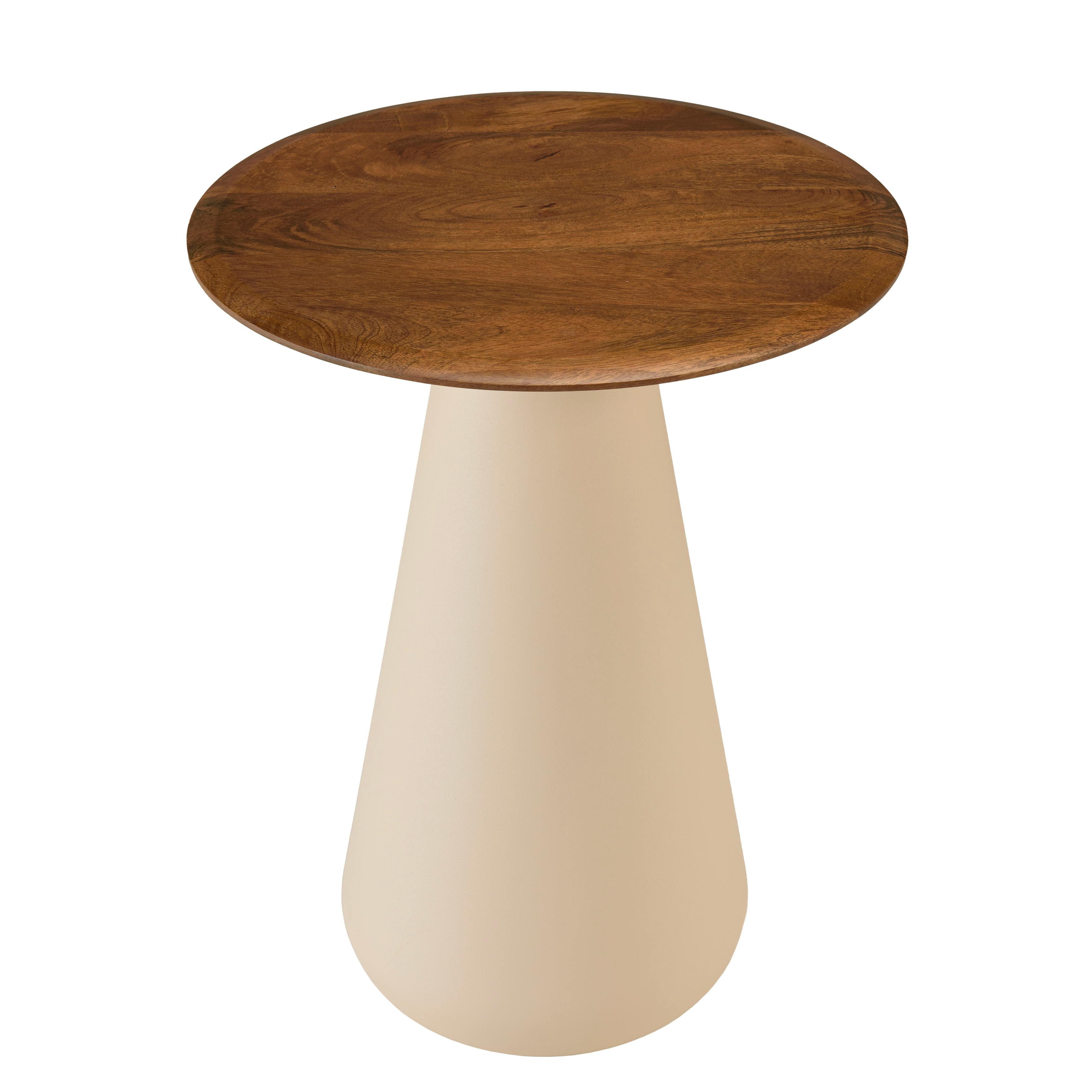 Table d'appoint 40 cm plateau en manguier pied ivoire TOSCA