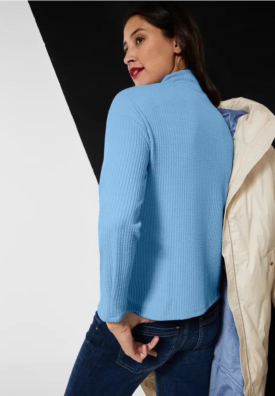 Stehkragenshirt mit Struktur