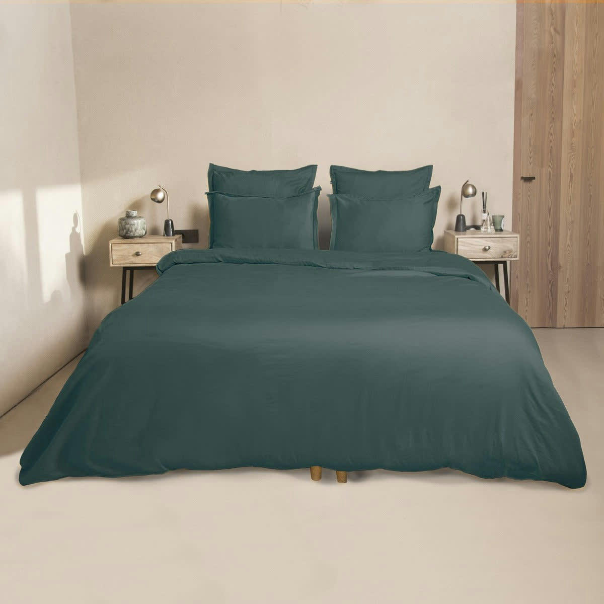 JULIA - Housse de couette satin de coton  260x240 canard