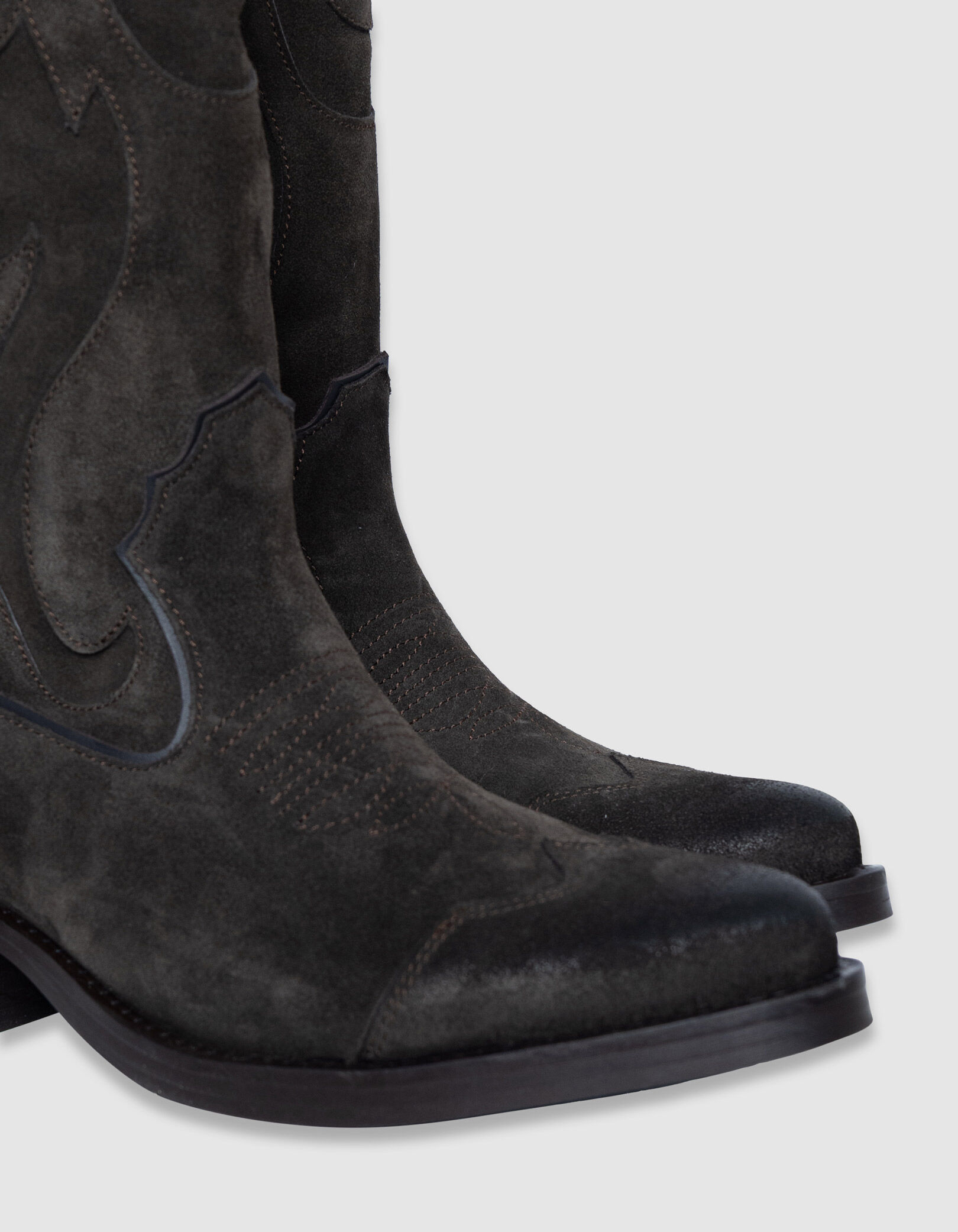 Bottes santiags marron cuir velours Femme