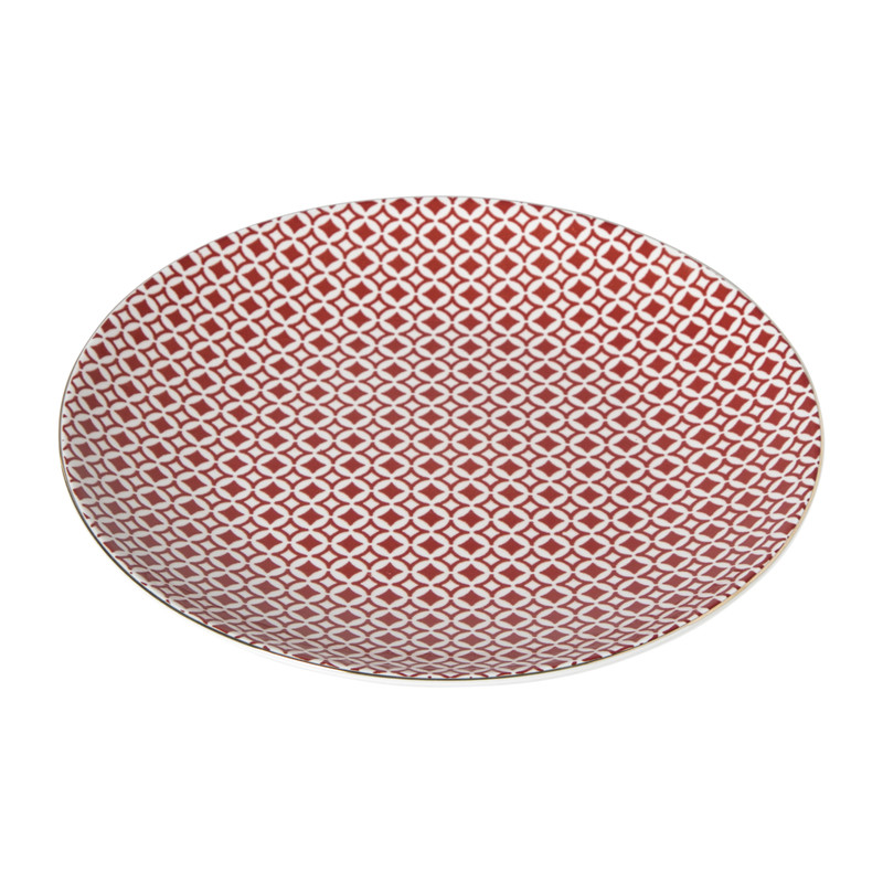 Ontbijtbord Mirna ruit - rood/wit - &Oslash;22x2 cm