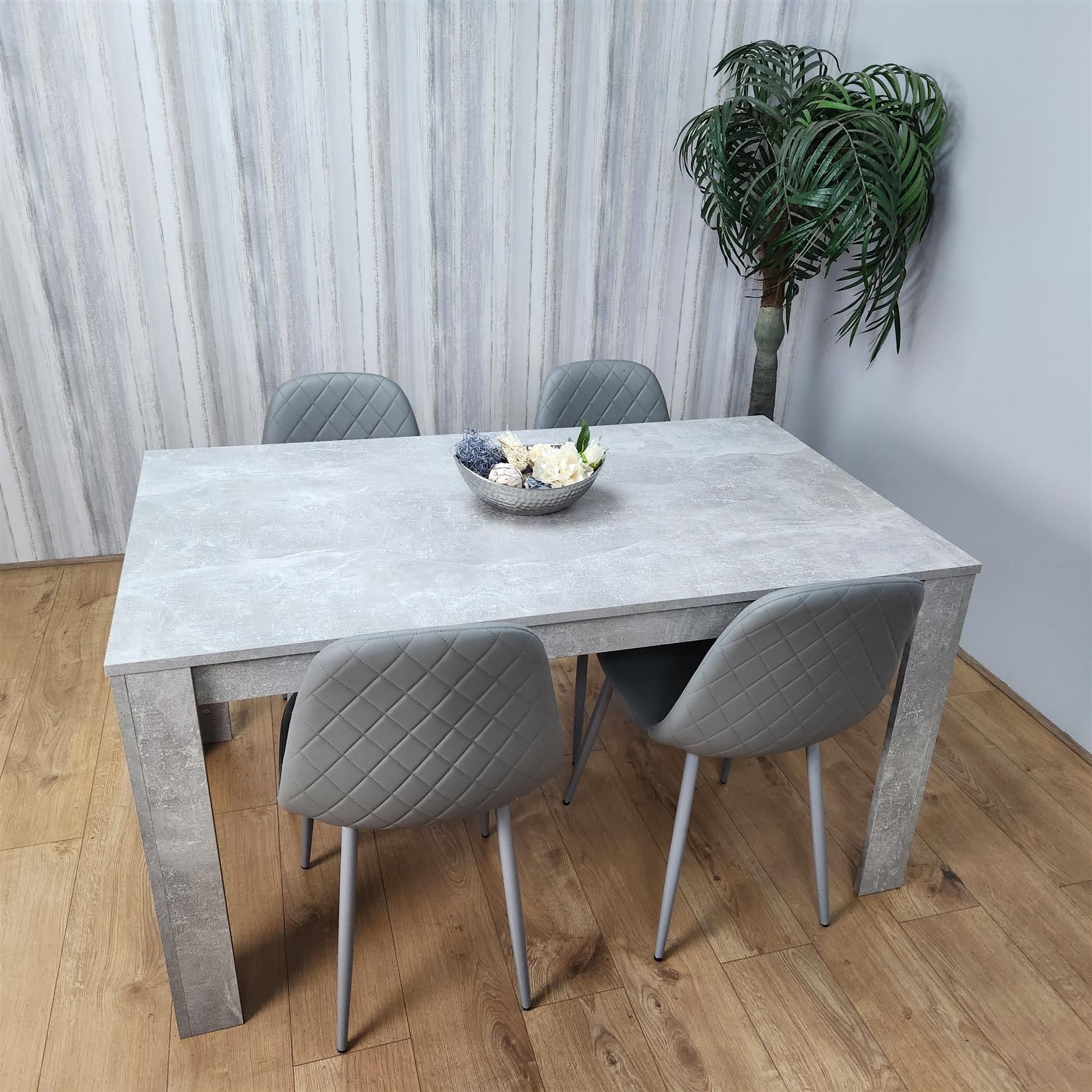 KOSY KOALA Wooden Rectangle Dining Table Set - Dining Table with Set of 4 Grey Chairs - Dining Room Furniture