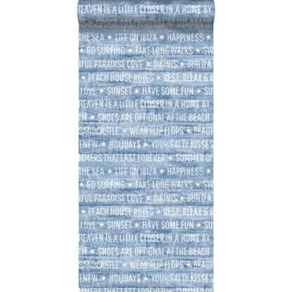 ESTAhome behang - zomerse quotes - blauw - 53 cm x 10,05 m