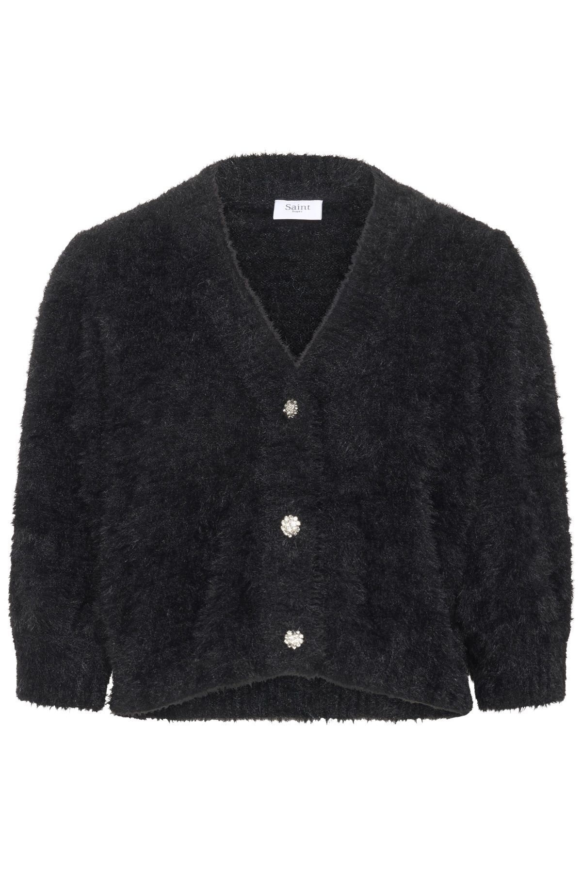 Saint Tropez Long Sleeve Fuzzy V-Neck Cardigan