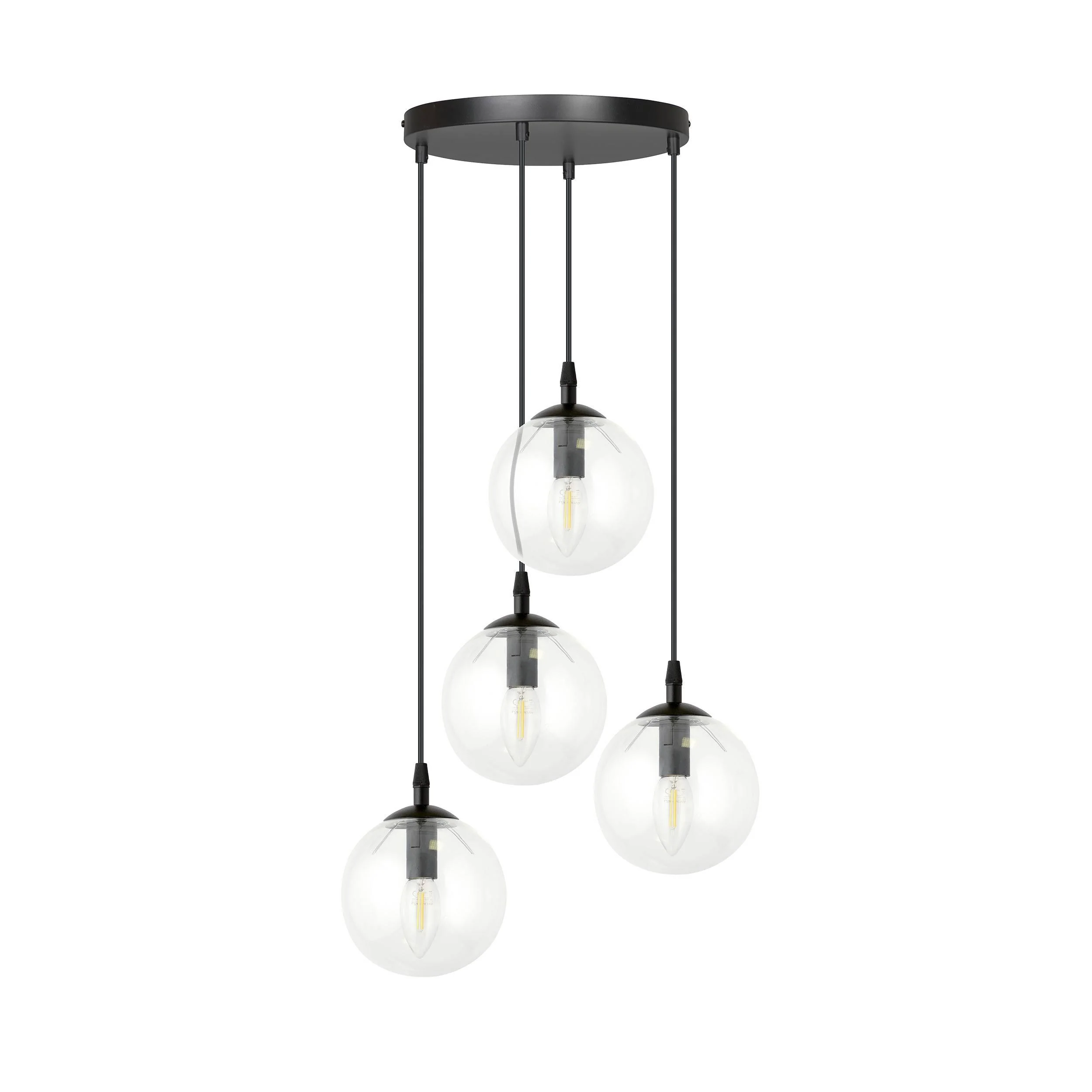 Glazen hanglamp eetkamer Cosmo rond 4-lichts