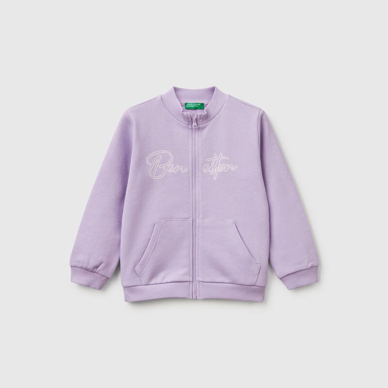 Sweatshirt with zip in cotton