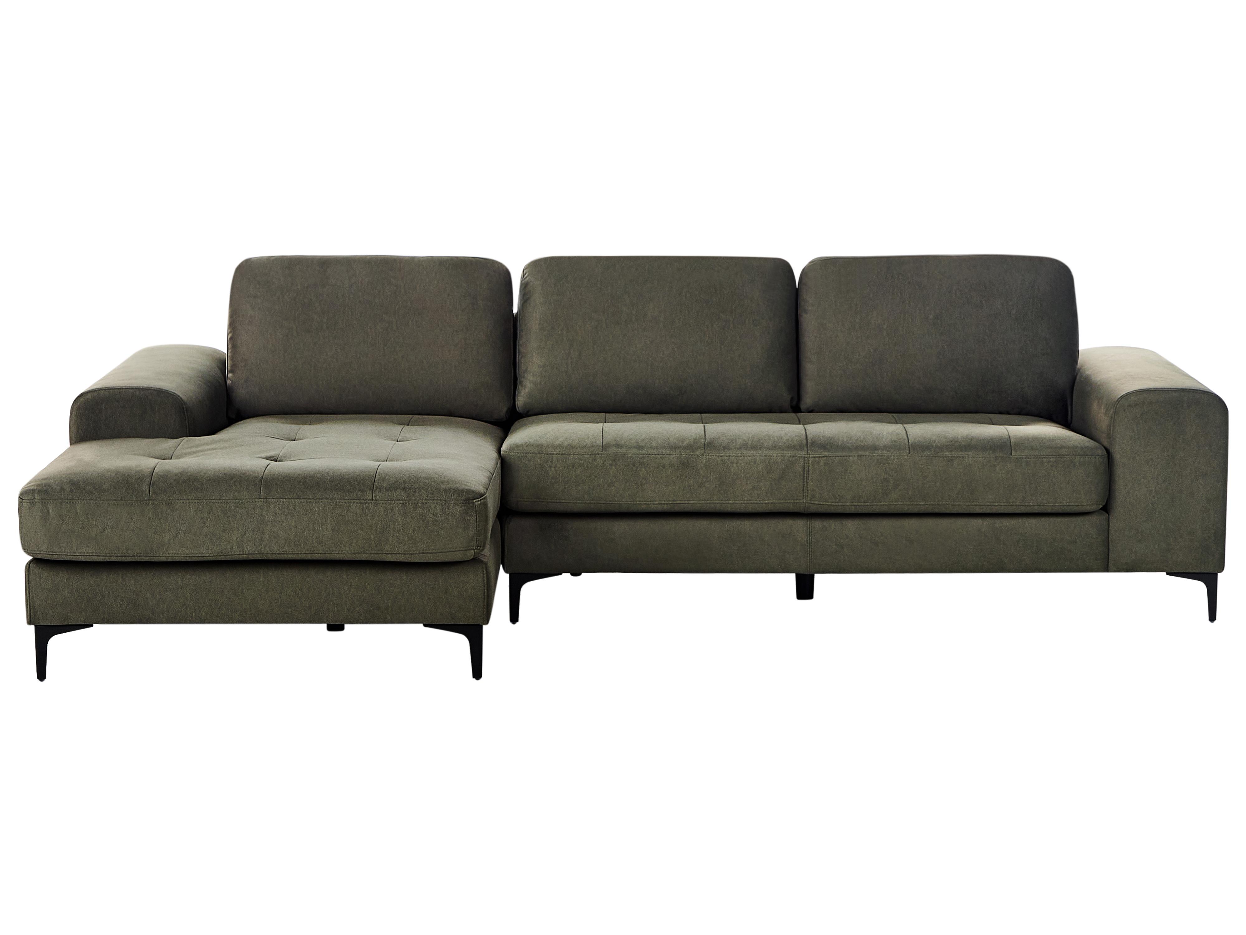 Corner Sofa 4 Seater KIRUNA Velvet Dark Green Left Hand
