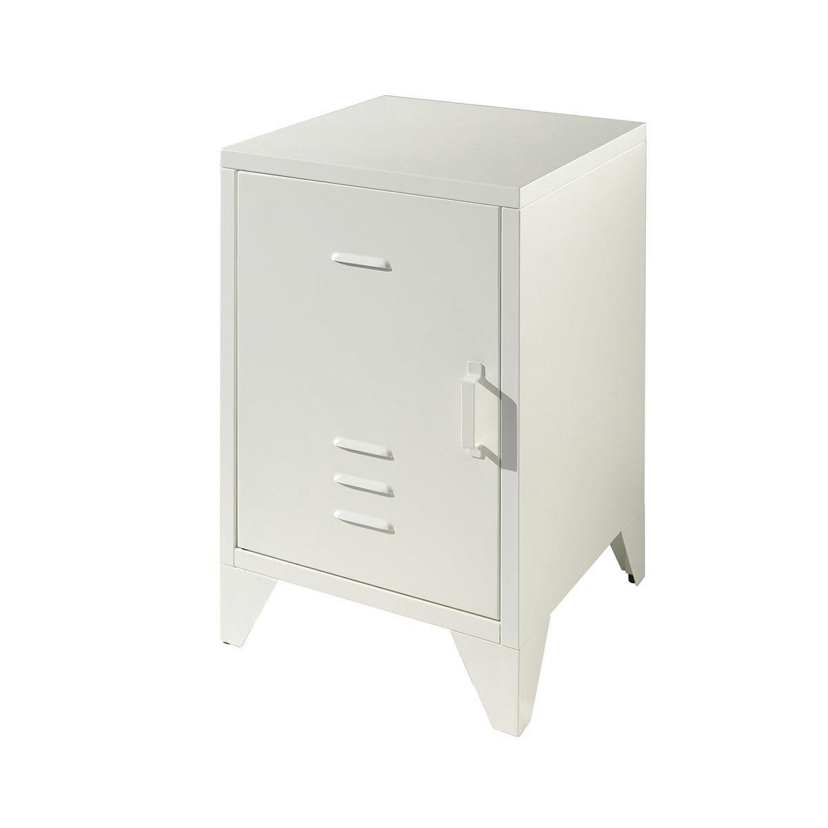 CHICAGO - Chevet  1 porte style casier industriel métal blanc