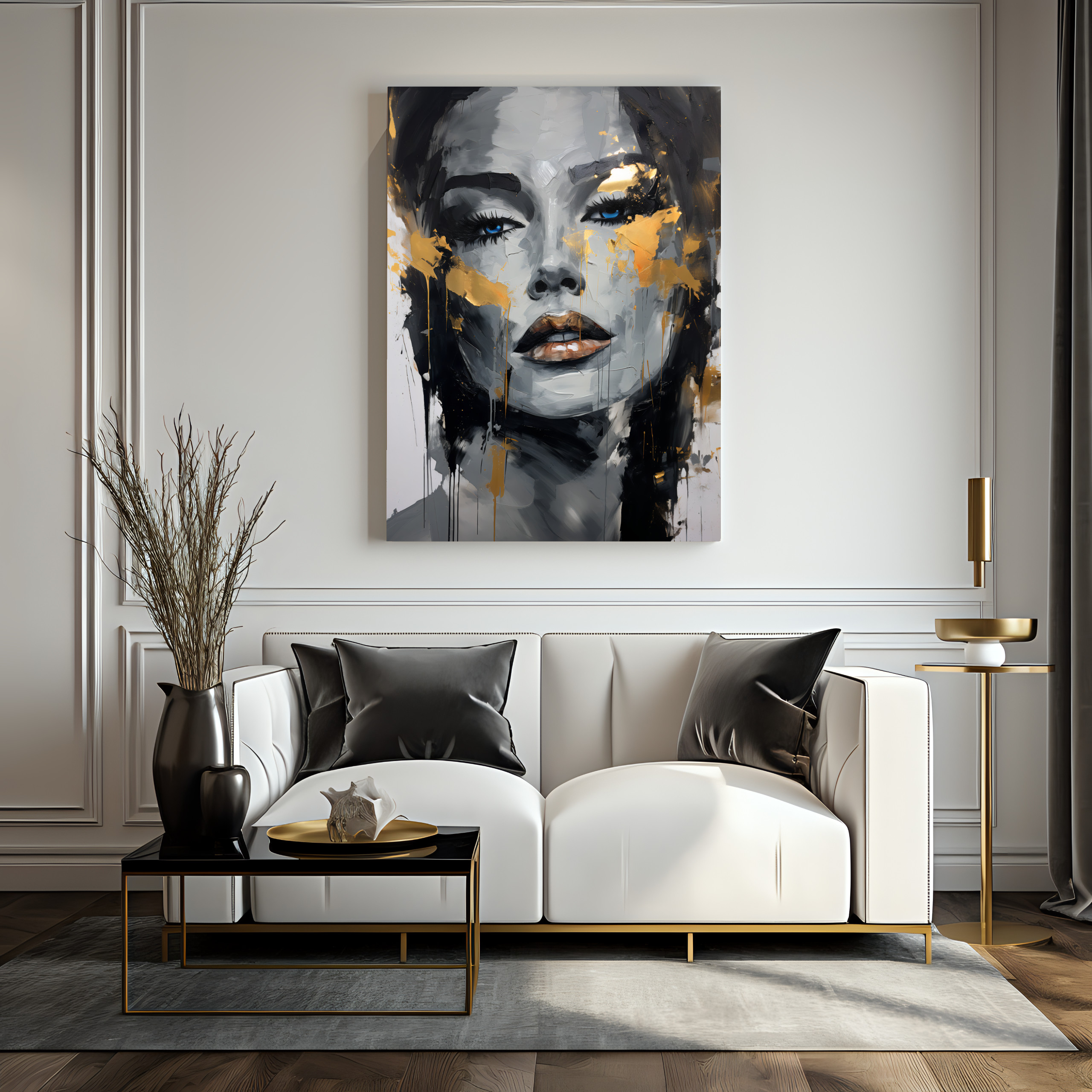 Obraz Złoty PORTRET Kobieca Twarz Glamour 20x30cm