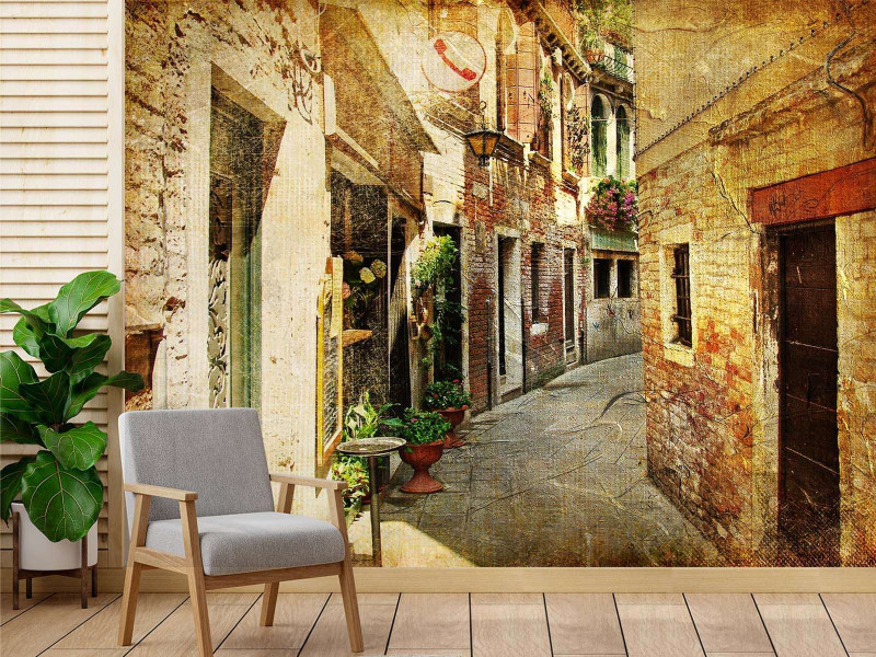 Feeby Fototapeta, Uliczka między budynkami w Toskanii 150x105