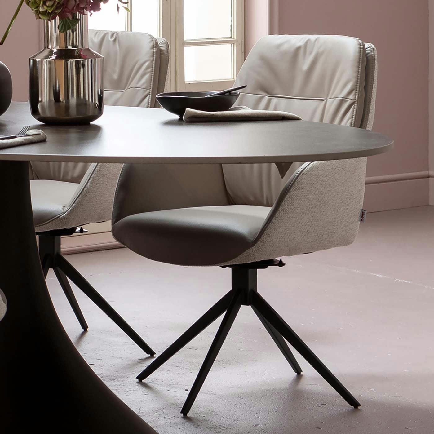 AMIRA - Chaise avec accoudoirs pivotante Amira grise Kare Design