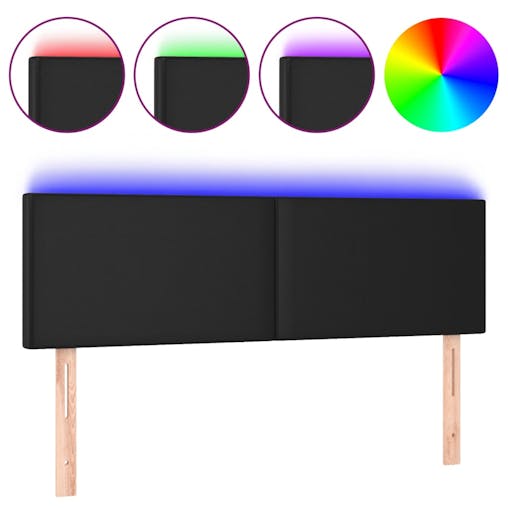 NNEVL LED Headboard Black 144x5x78/88 cm Faux Leather