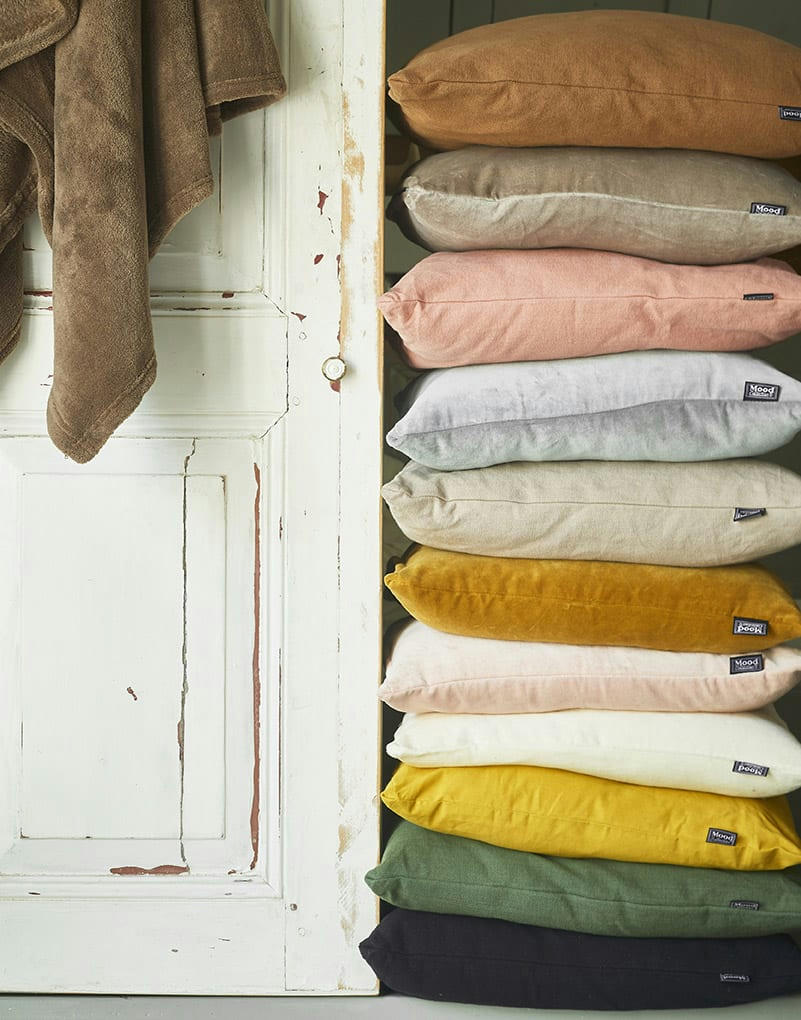 CHARME - Coussin en velours ocre 50x50