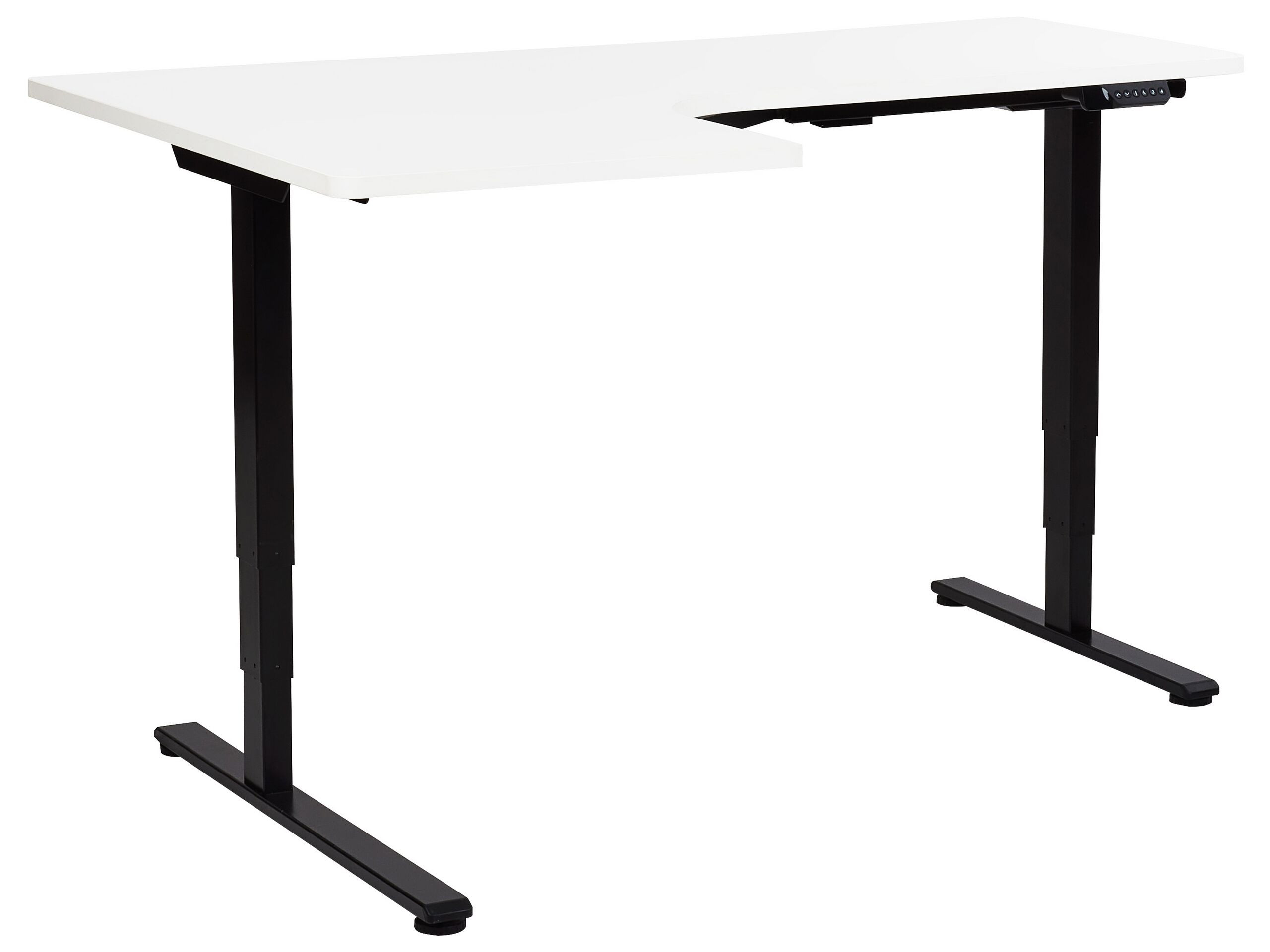 Biurko narożne regulowane 160x59 czarno-białe