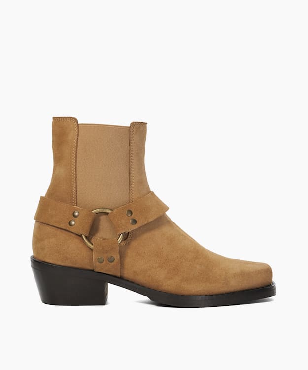 Parked Sand - Harness Suede Biker Boots