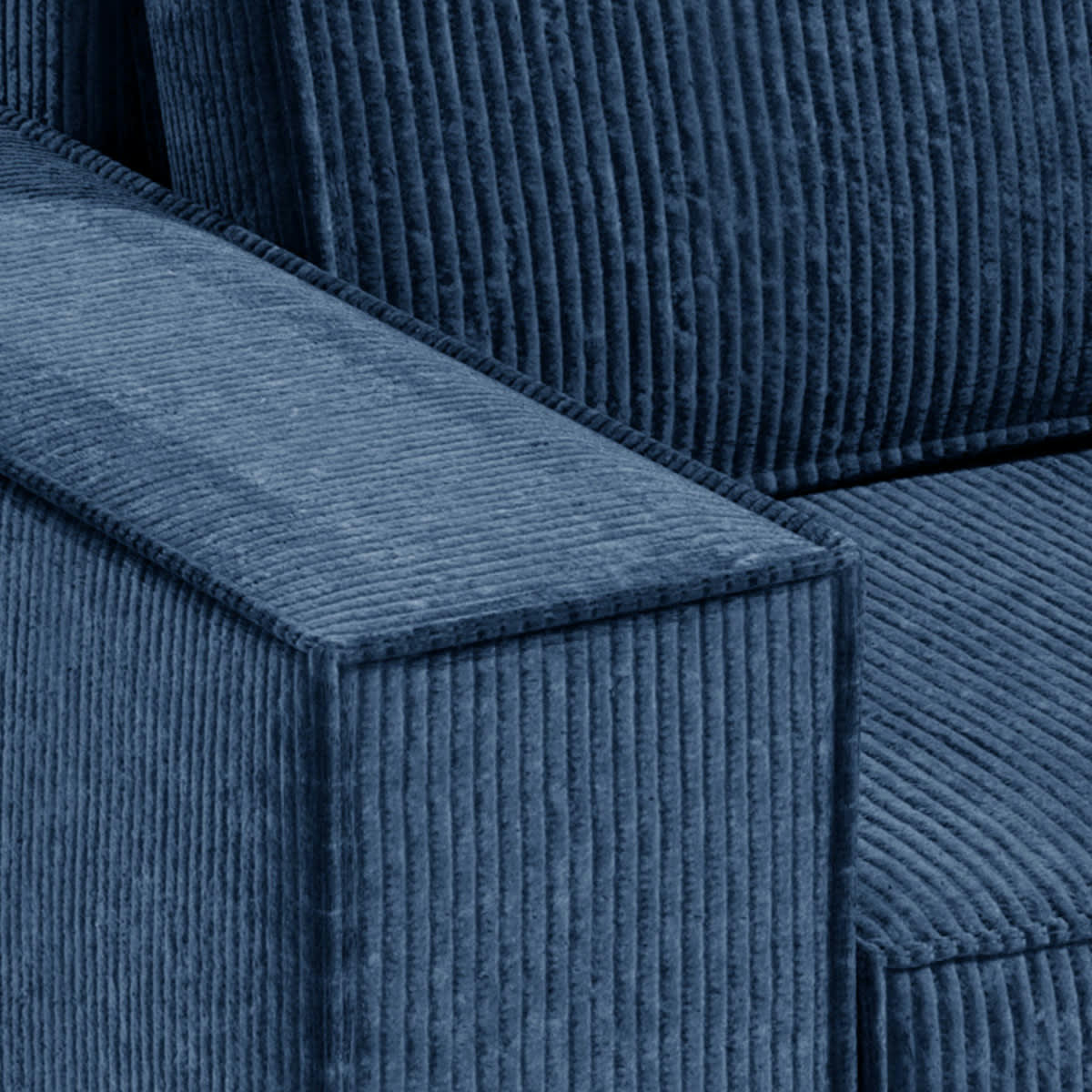 - Canapé d'angle 3 places velours côtelé bleu