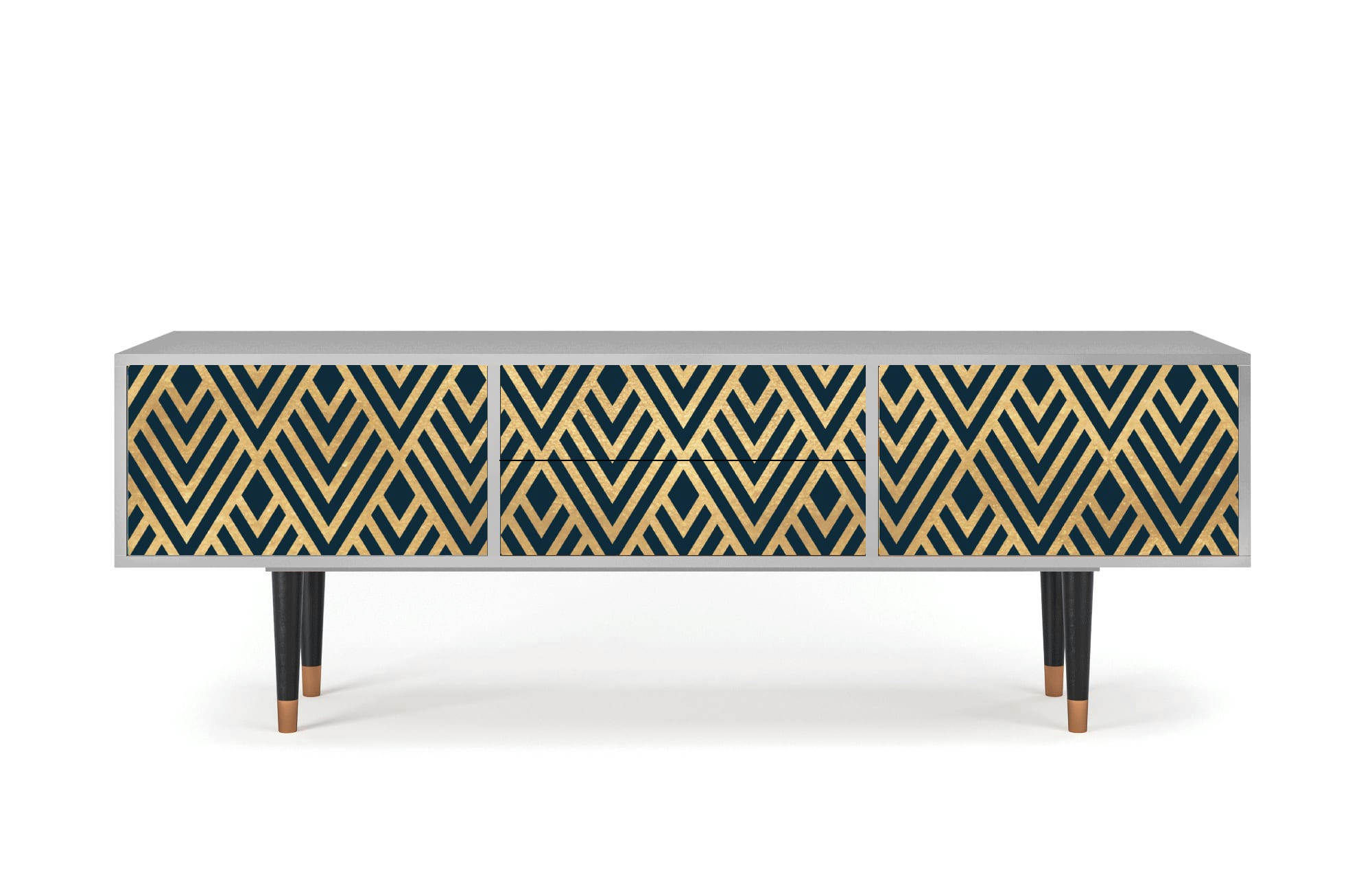 EGYPT TRIANGLES - Meuble TV  bleu 2 tiroirs et 2 portes L 170 cm