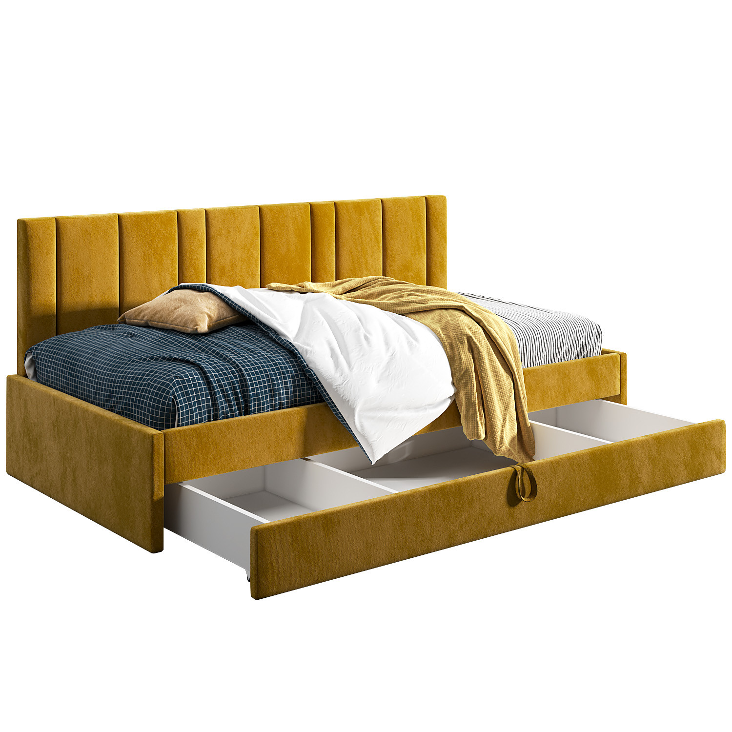Łóżko młodzieżowe 80x200 Comfort Luka, Musztardowy, Szuflada