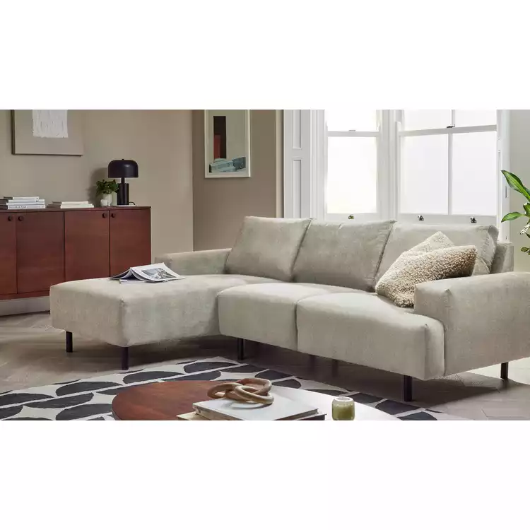 Habitat Julien Velvet Left Hand Corner Chaise Sofa - Natural