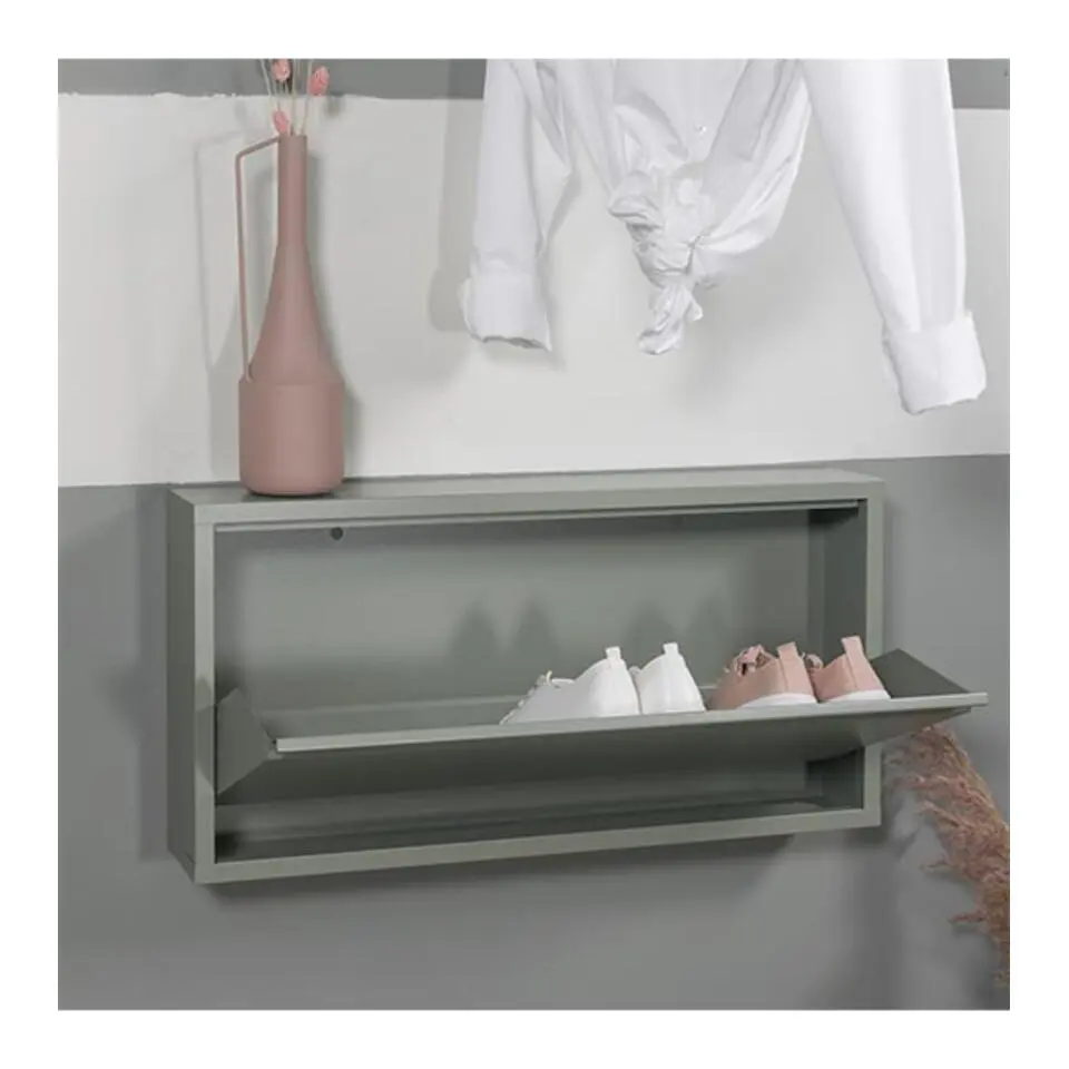 Redin Design Schoenenkast Pippen industrieel 1 lade groen metaal 75x12.5x37.5cm