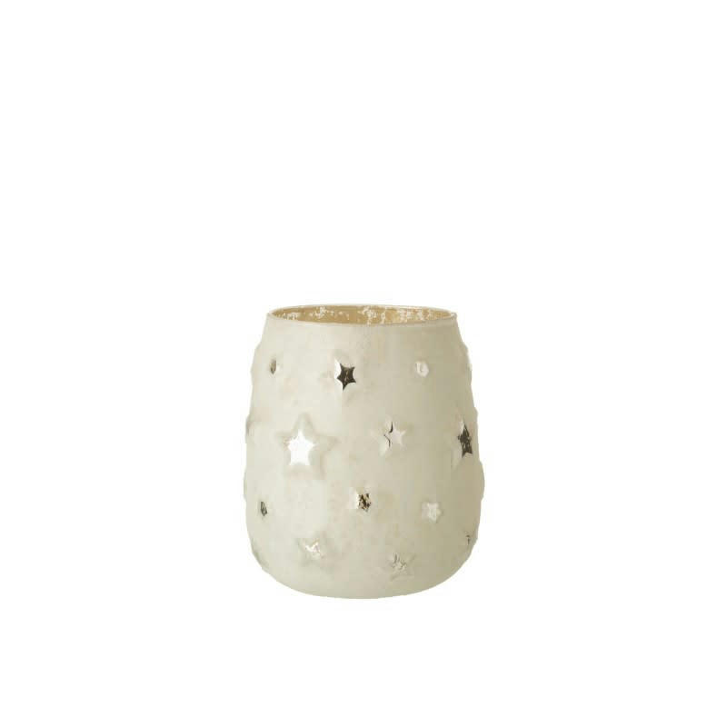 ÉTOILE - Photophore en verre antique argent H14,5cm